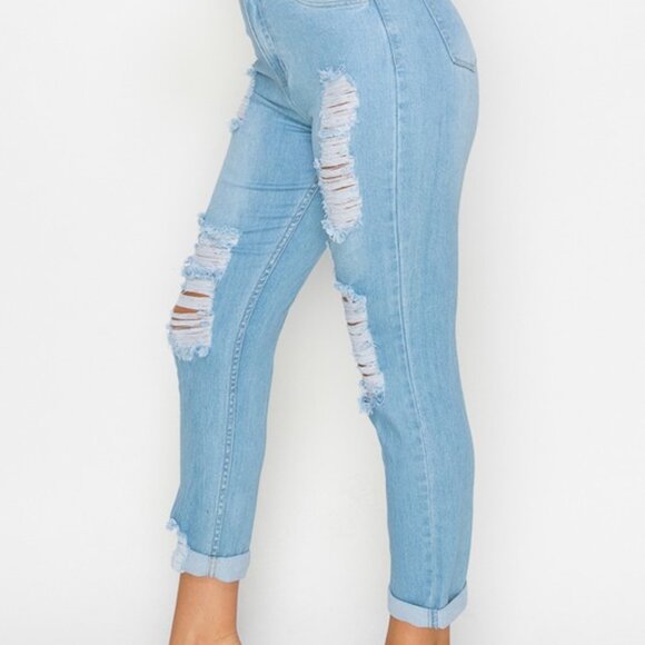 High Waisted Distressed Lover Brand Jeans - Picture 9 of 11
